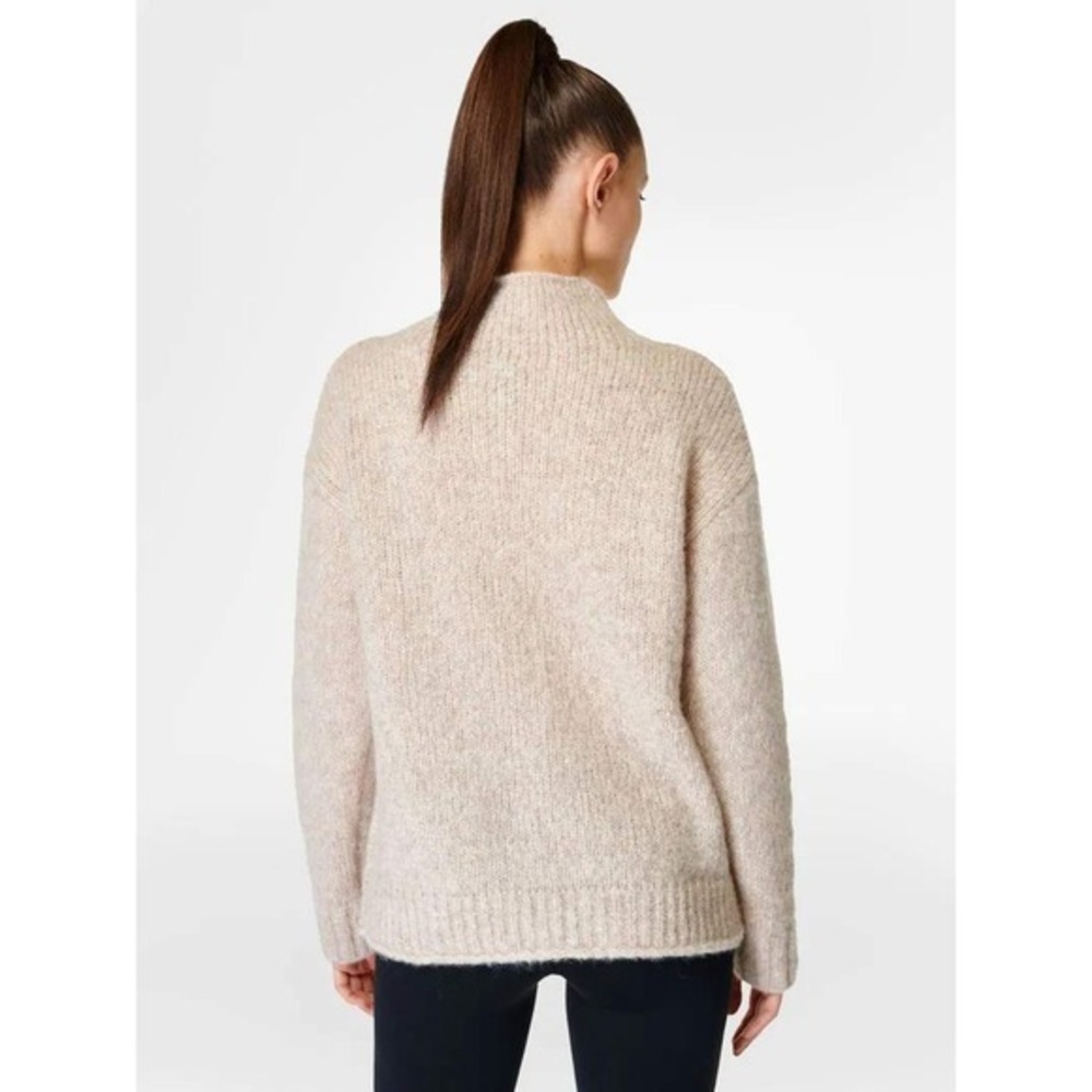 Sweaty Betty Brushed Boucle Funnel Neck Sweater Oatmeal Beige Knit XXL US 14 - Picture 6 of 8